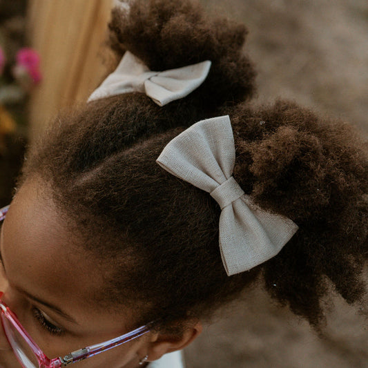 Chai Latte Charm Pigtail Hair Bow Set