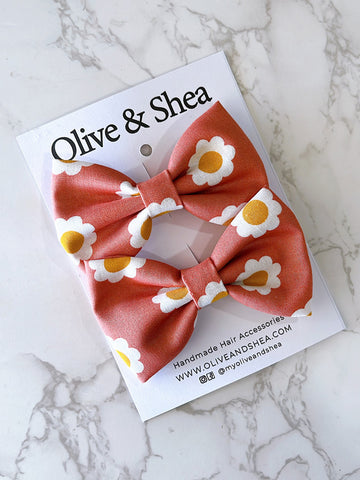 Daisy Pigtail Hair Bow Set