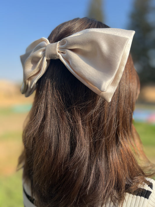 Handmade large beige hair bow