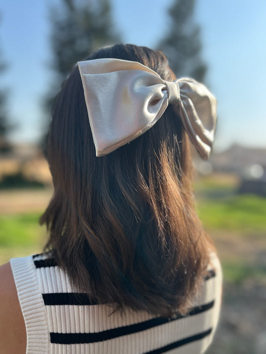 Handmade large beige hair bow