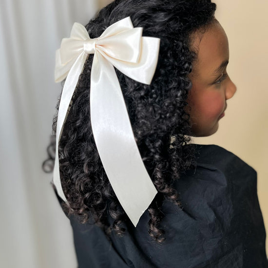 Ivory Large Hair Bow with Tails