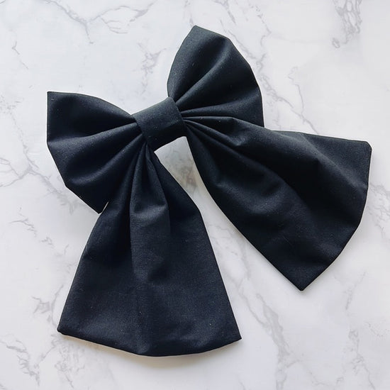 Black Hair Bow with Tails