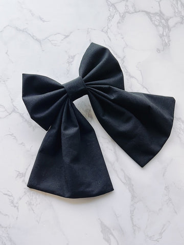 Black Hair Bow with Tails