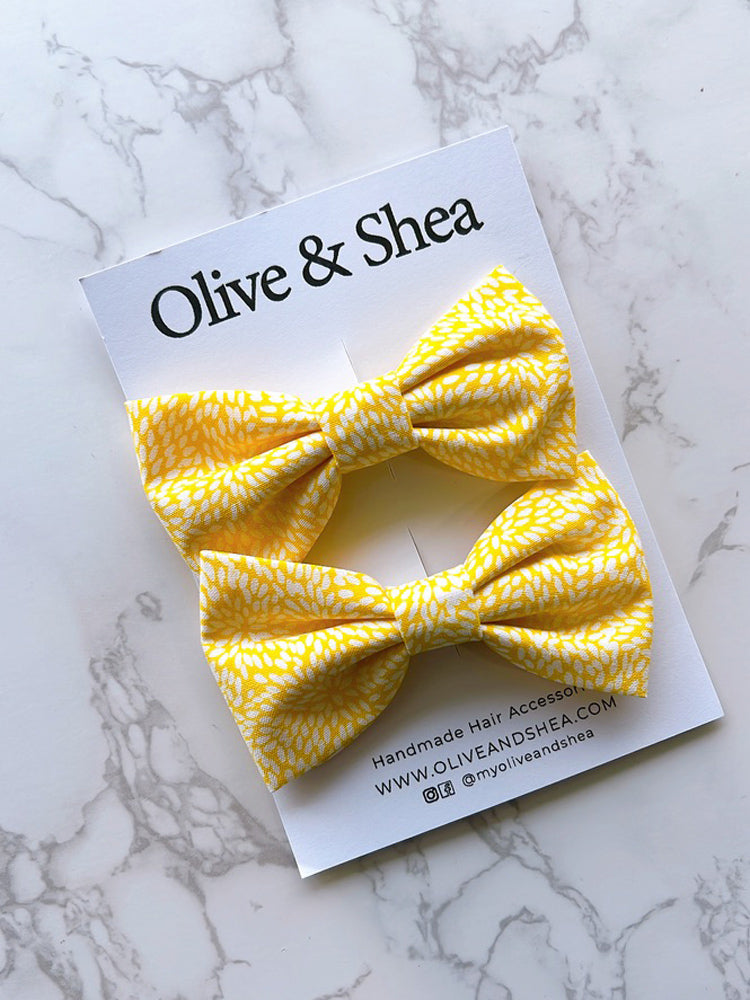 Yellow Checkered Pigtail Bow Set