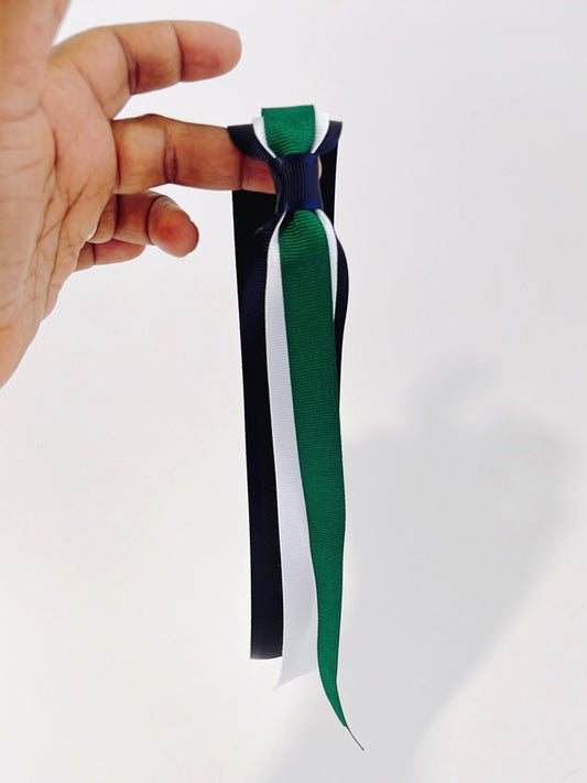 Green, White and Navy Ponytail Streamer