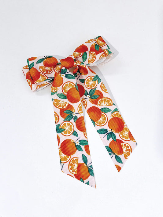 Orange Fruit Long Tailed Hair Bow