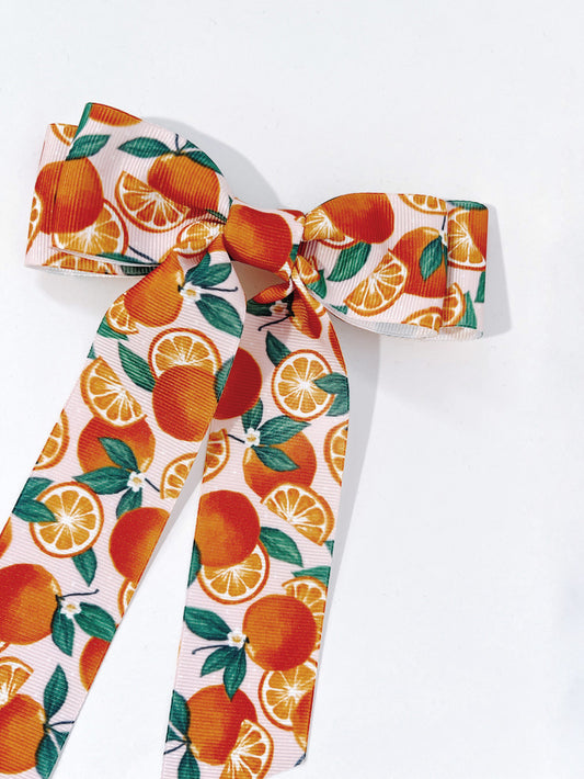 Orange Fruit Long Tailed Hair Bow
