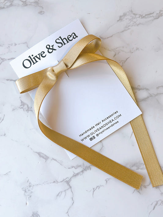 Gold Shimmer Sailor Long Tailed Hair Bow