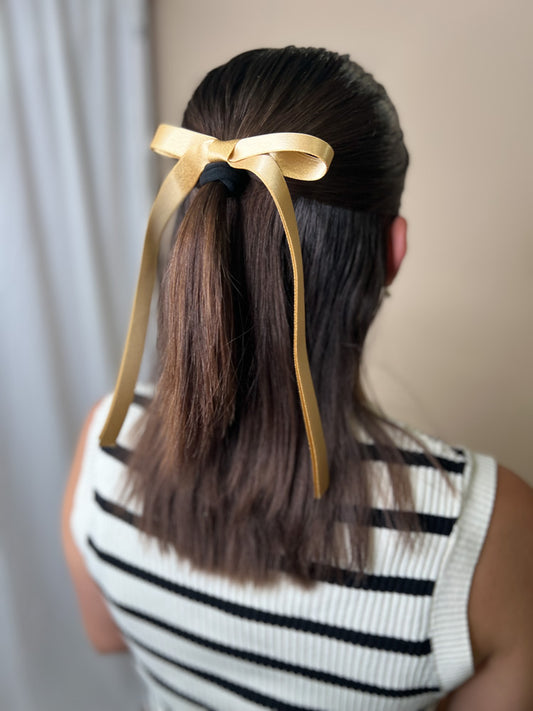 Gold Shimmer Sailor Long Tailed Hair Bow