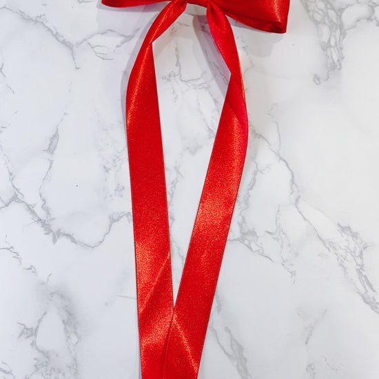 Red Satin Long Tailed Hair Bow