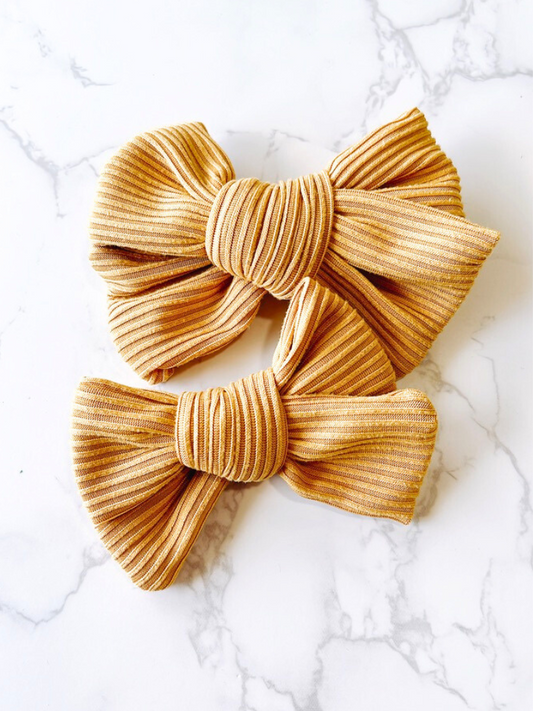 Ribbed Knit Hand Tied Hair Bow