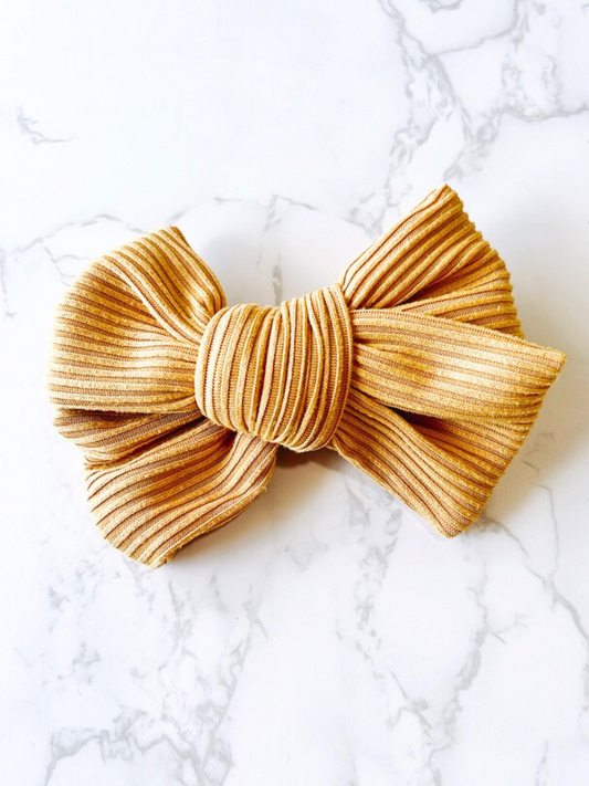Ribbed Knit Hand Tied Hair Bow