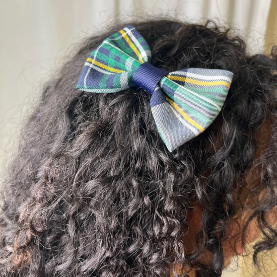 Green, Navy, Yellow Plaid Small Bow