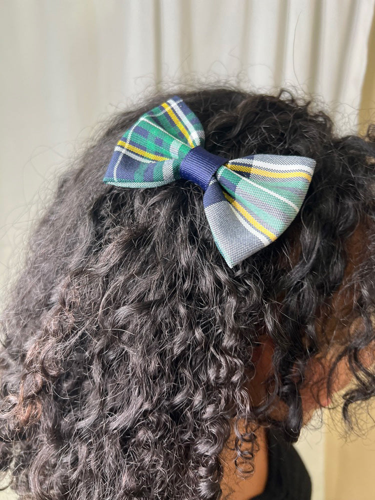 Green, Navy, Yellow Plaid Small Bow