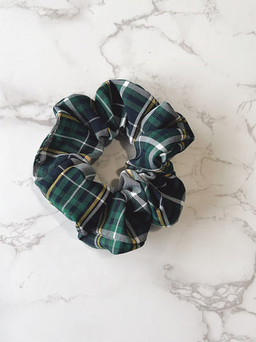 Green, Navy, Yellow Plaid Scrunchie - Christopher Plaid 1B