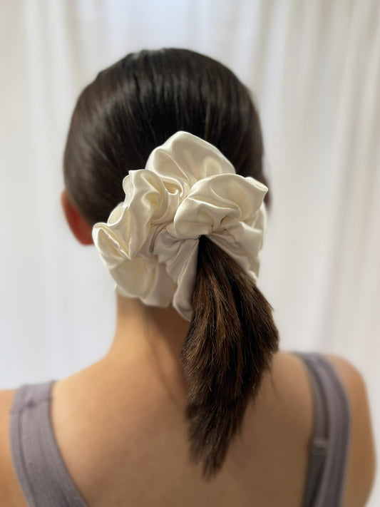 Ivory Satin Scrunchie