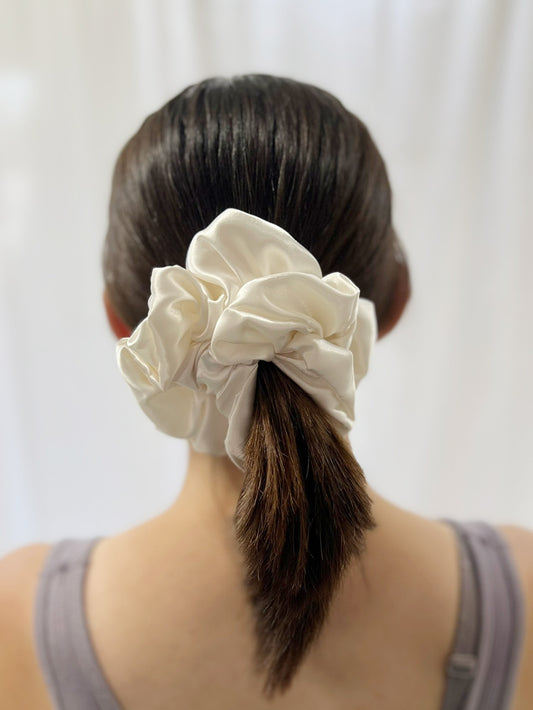 Ivory Satin Scrunchie