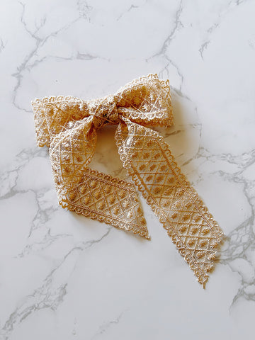 Timeless Lace Long Tailed Hair Bow