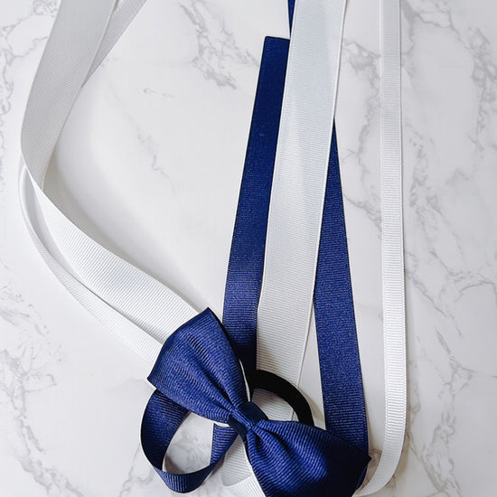 Navy & White Ponytail Streamer