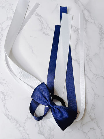 Navy & White Ponytail Streamer