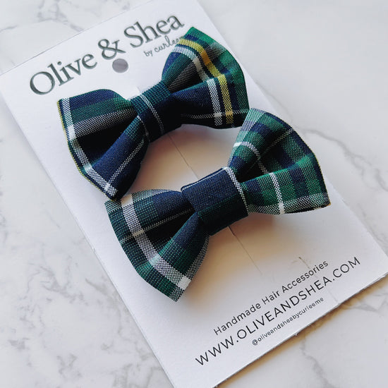 School Plaid Mini Bow Set - GMC