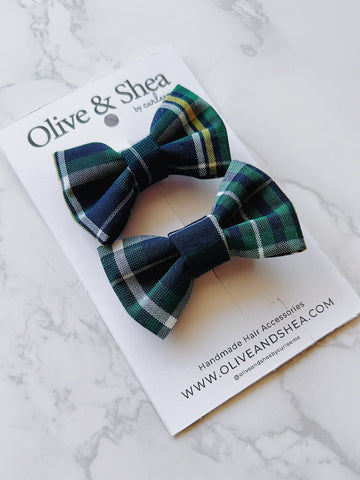 School Plaid Mini Bow Set - GMC