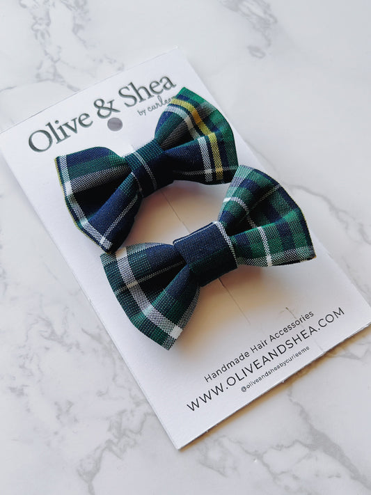 School Plaid Mini Bow Set - GMC