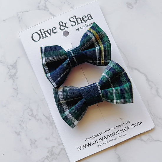 School Plaid Mini Bow Set - GMC