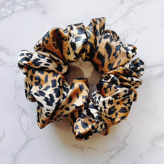 Leopard Satin Petite Scrunchie