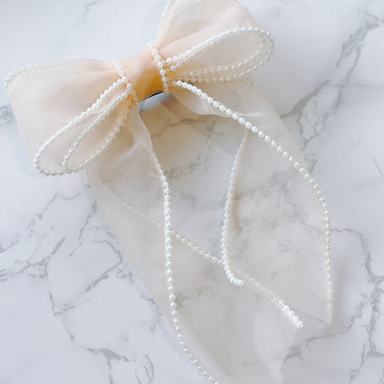 Peach Vintage Pearl Bow