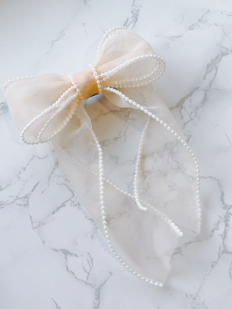 Peach Vintage Pearl Bow