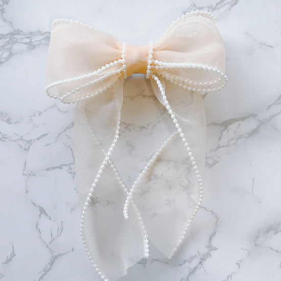 Peach Vintage Pearl Bow