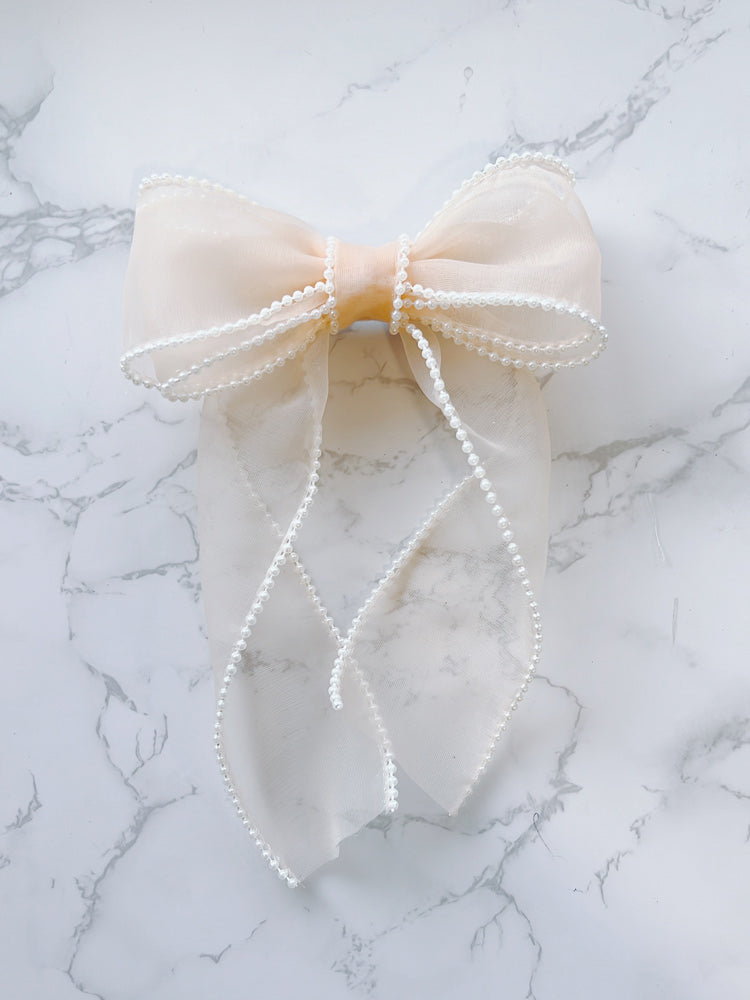 Peach Vintage Pearl Bow