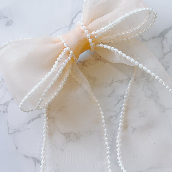 Peach Vintage Pearl Bow