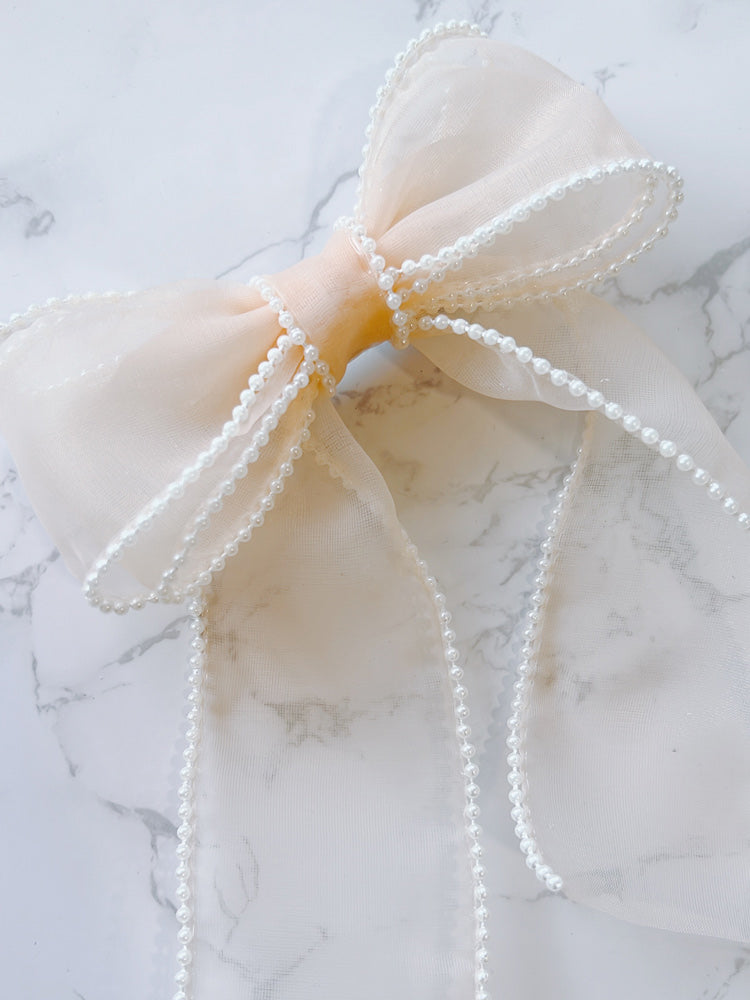 Peach Vintage Pearl Bow