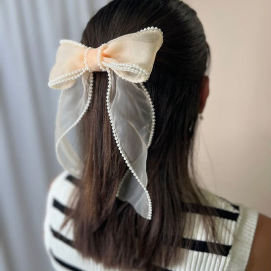 Peach Vintage Pearl Bow