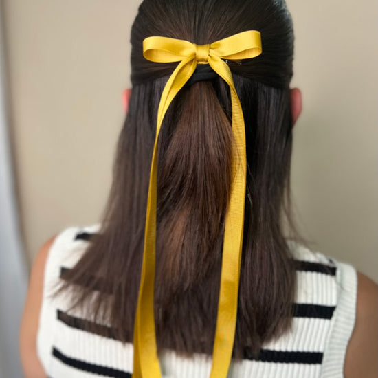 Gold Double Long Tailed Hair Bow