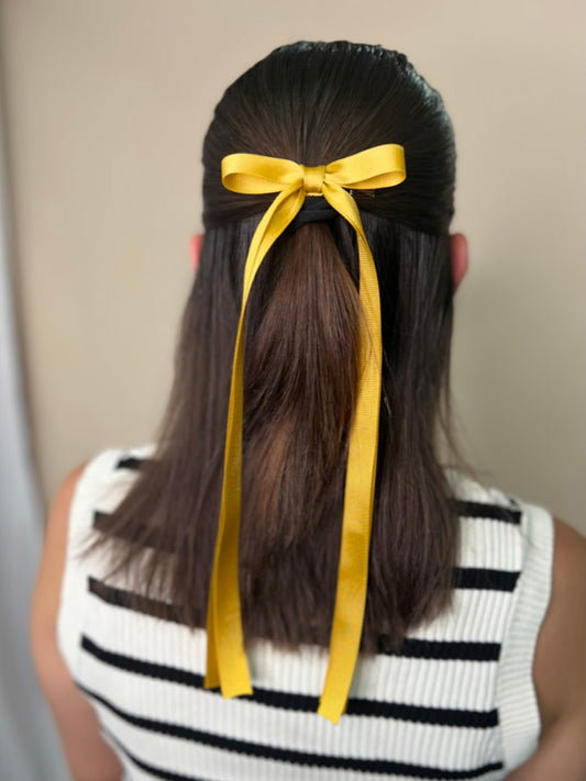 Gold Double Long Tailed Hair Bow