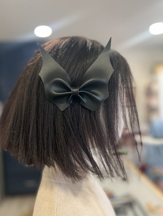 Bat Leather Hair Bow