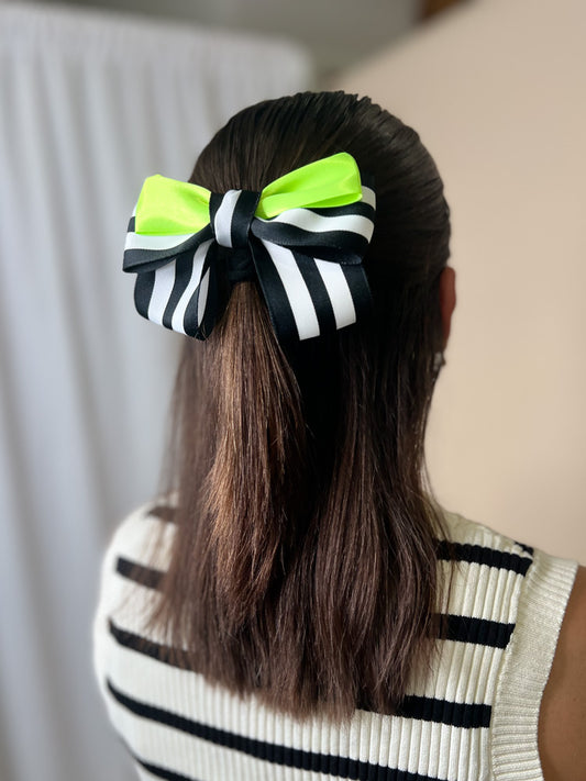 Handmade betelgeuse themed hair bow for halloween