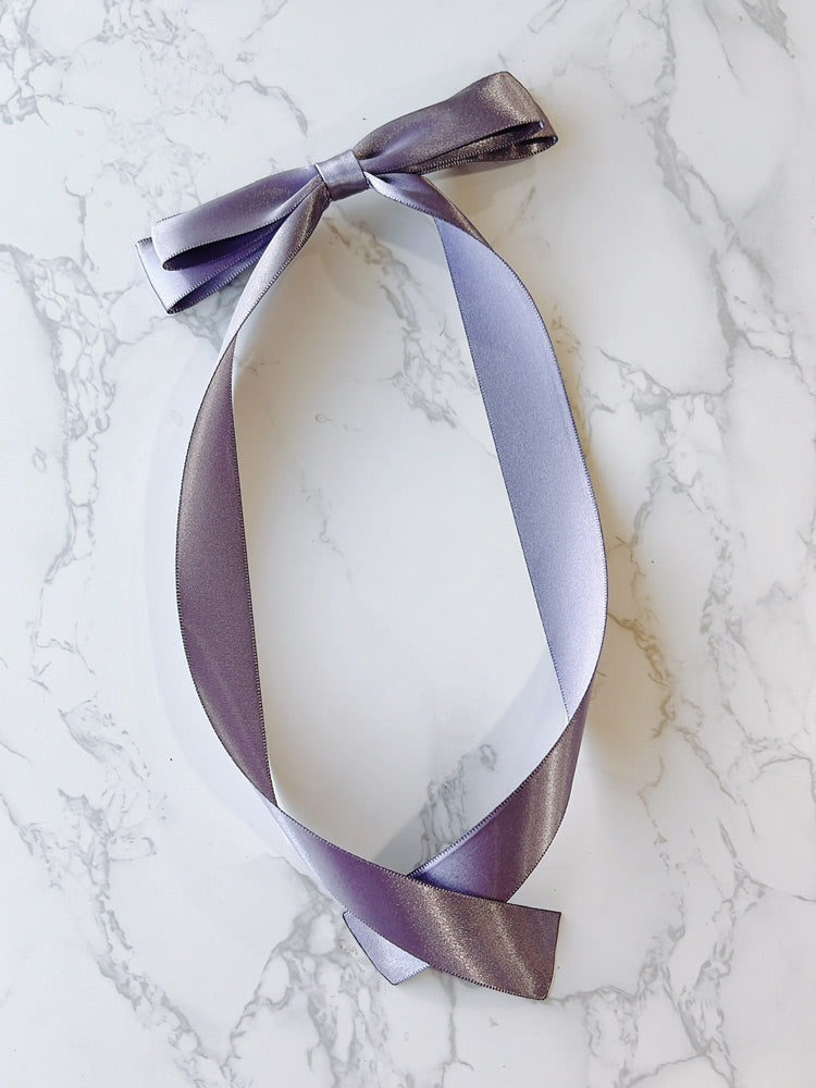 Purple Satin Long Tailed Hair Bow