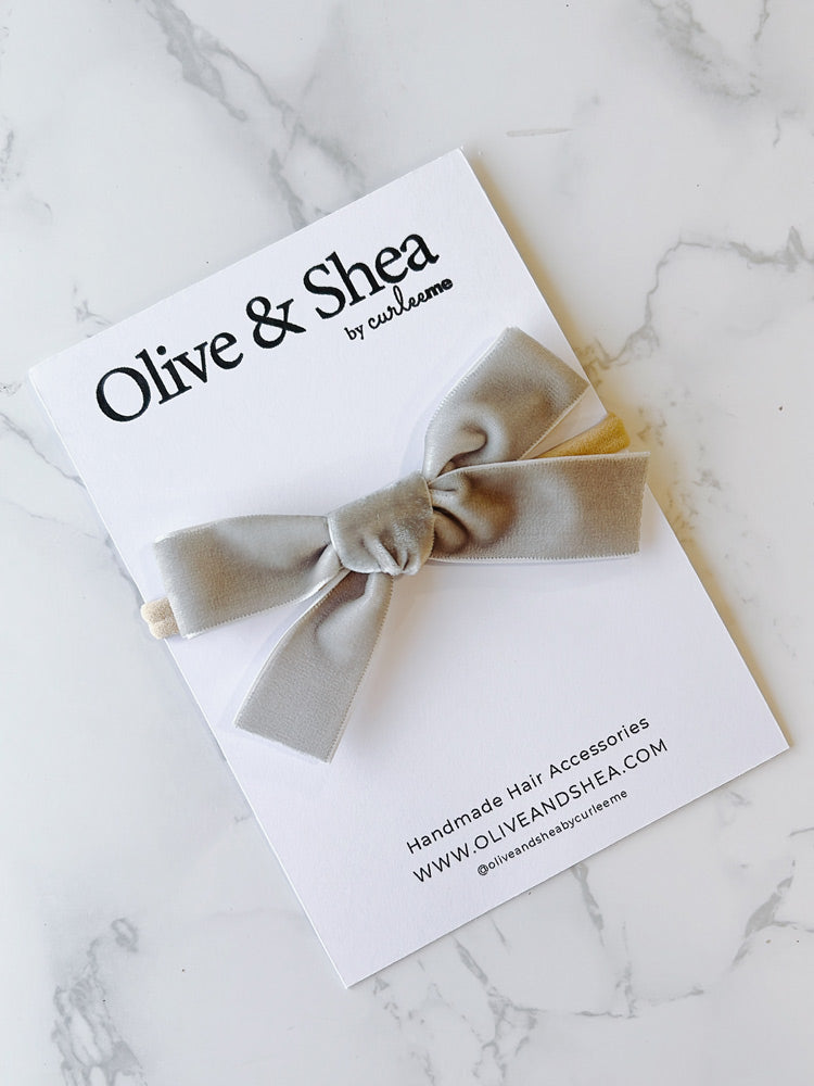 Velvet Baby Headband - Grey
