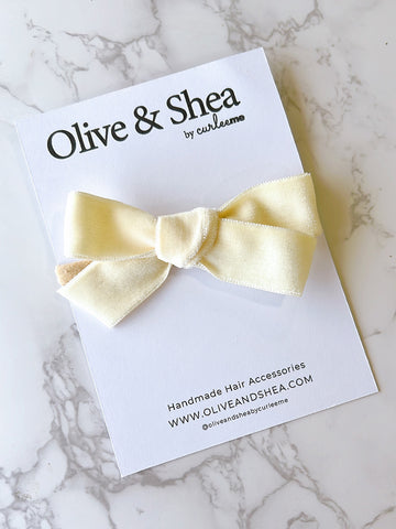 Velvet Baby Headband - Pastel Yellow
