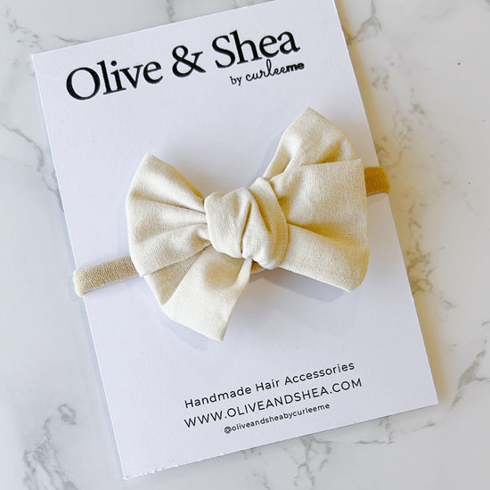 Pinwheel Bow Baby Headband - Beige | Olive & Shea