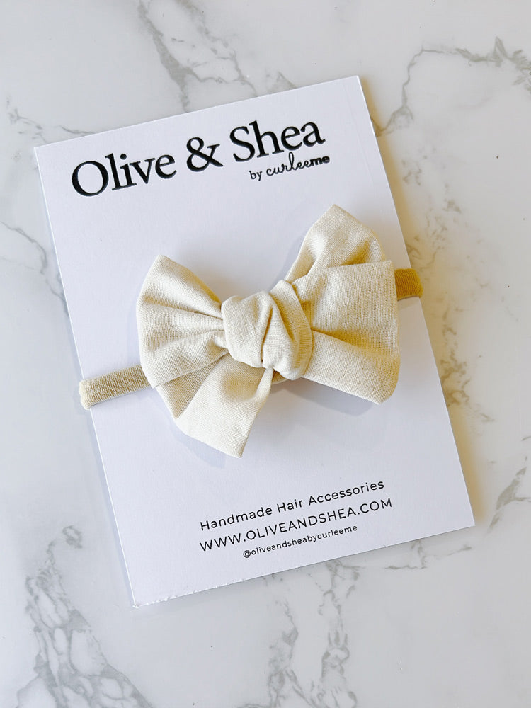 Pinwheel Bow Baby Headband - Beige | Olive & Shea