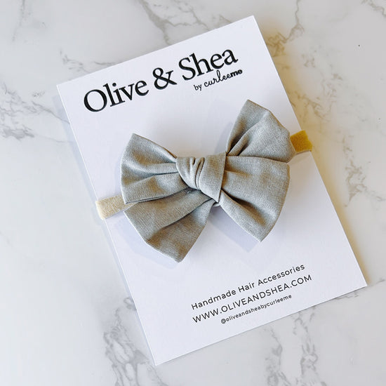 Pinwheel Bow Baby Headband - Grey