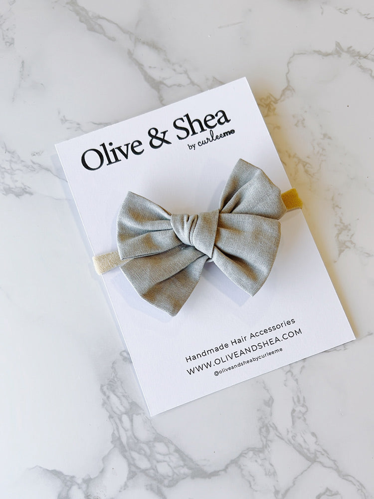 Pinwheel Bow Baby Headband - Grey