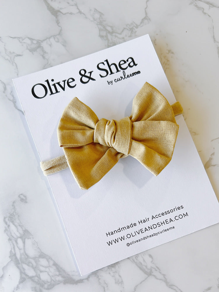Pinwheel Bow Baby Headband - Pale Yellow