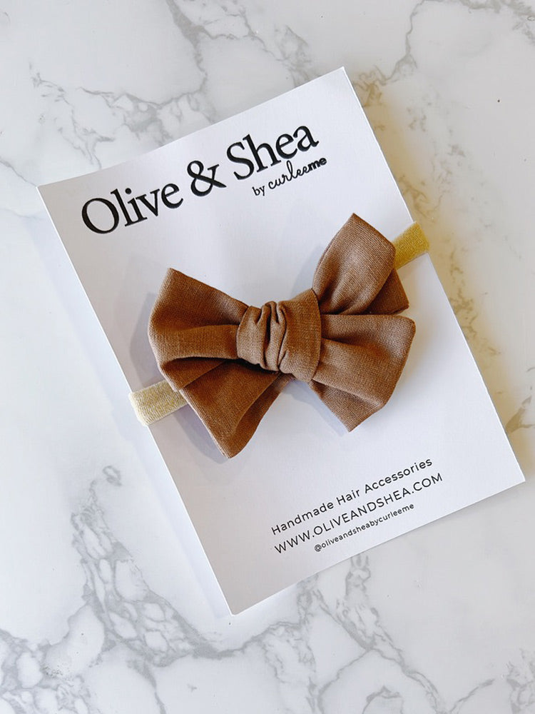 Pinwheel Bow Baby Headband - Brown