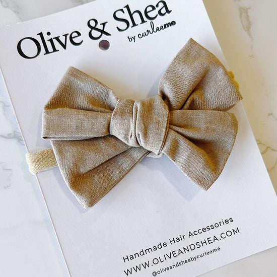 Pinwheel Bow Baby Headband - Tan
